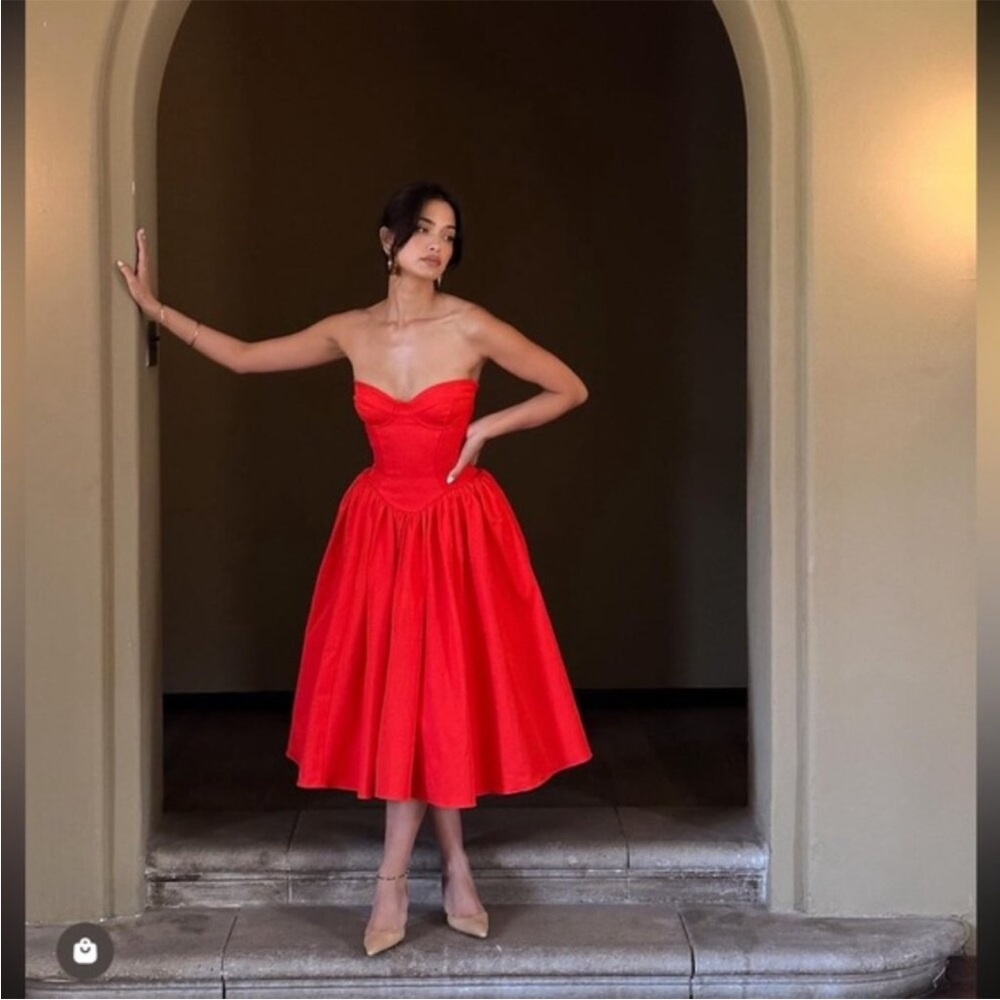 House of CB Vibrant Red Strapless Dress